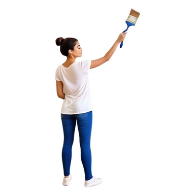 Create an icon that represents the hobby of wall painting without frame, featuring a wall with a beautiful painting in progress. The design should include a paintbrush, a roller, and part of the wall decorated with colorful patterns or a mural. The icon should show the process of creating the artwork, with the brush strokes visible on the wall, symbolizing the artistic nature of the craft. The composition should be balanced and harmonious, evoking creativity and skill. The background should be transparen sticker