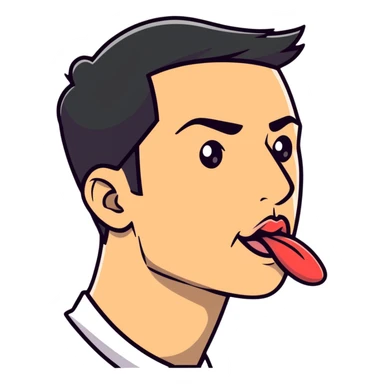 profile view of a man sticking his tongue out sticker