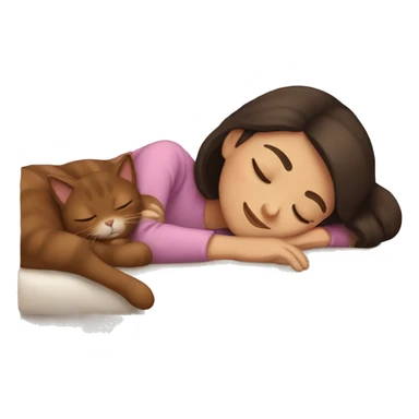 brunette girl sleeping with brown cat sticker