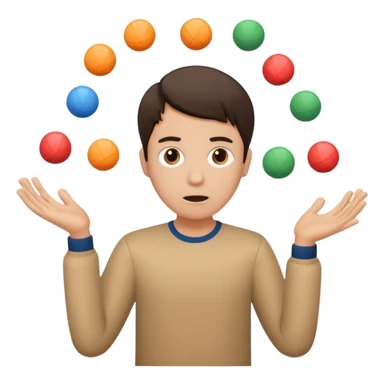 an emoji that depicts a product manager juggling work with panic sticker