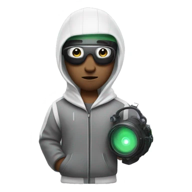 White men with tracksuite, with night vision device on his head and tools in his hand sticker