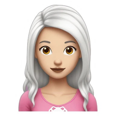 A white girl with black hair who looks like Spider-Man but wears pink and white sticker