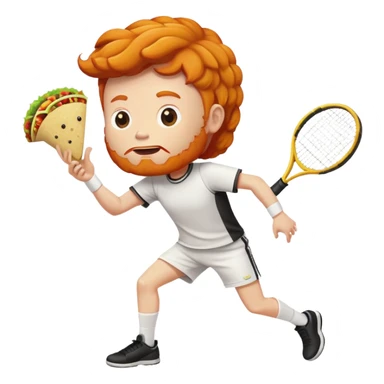 Ginger person with a taco shape head, playing tennis  sticker
