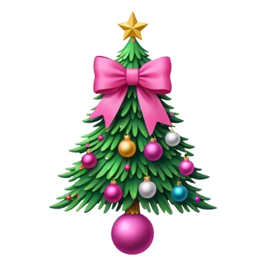 christmas tree with pink bow sticker