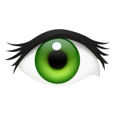 a green eye with big wispy lashes sticker