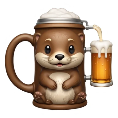 a beer holding an otter sticker
