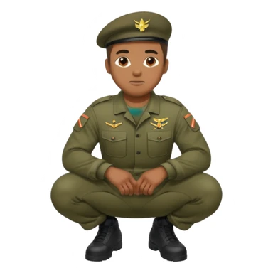 A black man squatting wearing army attire sticker