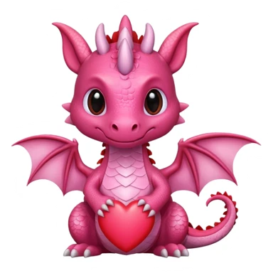 Lovely cute sweet romantic adorable pink dragon with red heart markings sticker