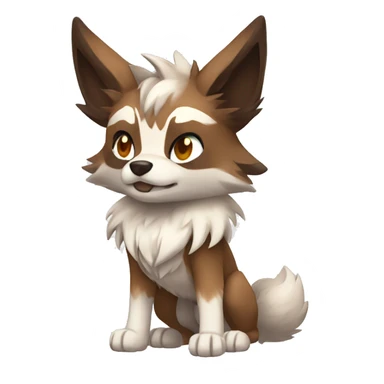 Brown and White Cartoon Chibi Wolf Eevee Lycanroc Full Body sticker