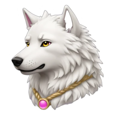 White wolf with gold eyes and pink viking braid  sticker