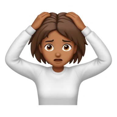 a brown skin girl stressed pulling her hair sticker