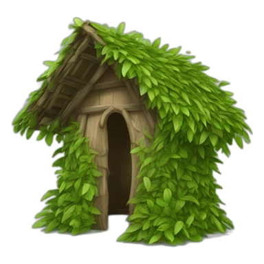 a hut shelter made of leaves and branches sticker