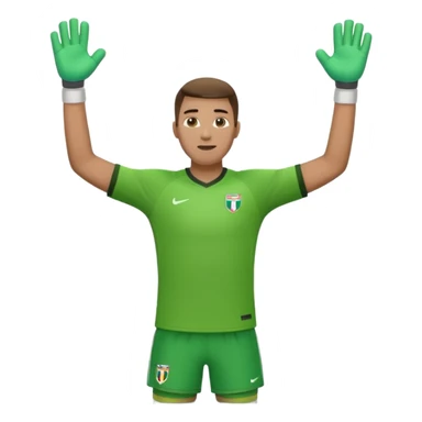 soccer goalkeeper wearing a green shirt, shorts, socks and football boots, with arms raised sticker