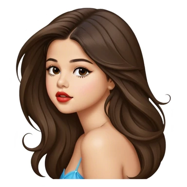 Selena Gomez long hair kiss sticker