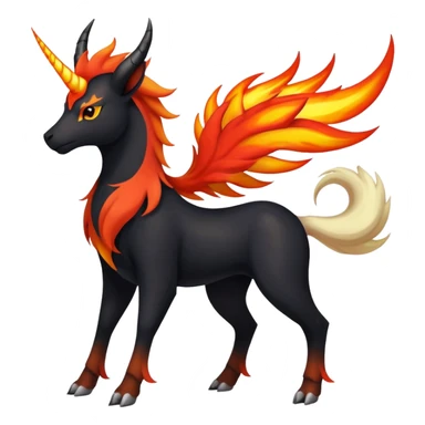 Shiny Exotic Gothic Rapidash-Houndoom-Pokémon-Fakémon-hybrid-creature sticker