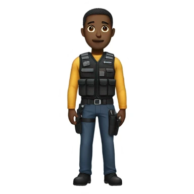 black man standing full body with stab vest  sticker