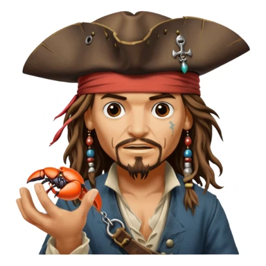 jack sparrow from the film pirates of the caribbean, shooo-ing the stone-crab sticker