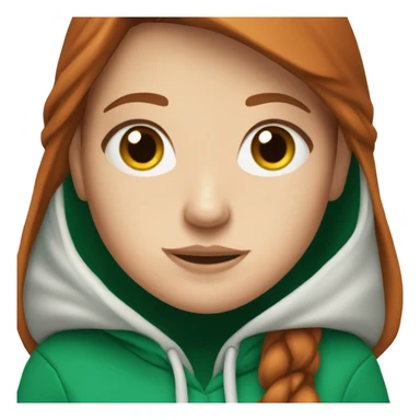 White girl in a emerald hoodie with freckles and auburn hair sticker