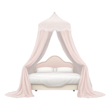 Pale pink bed with white lace canopy  sticker