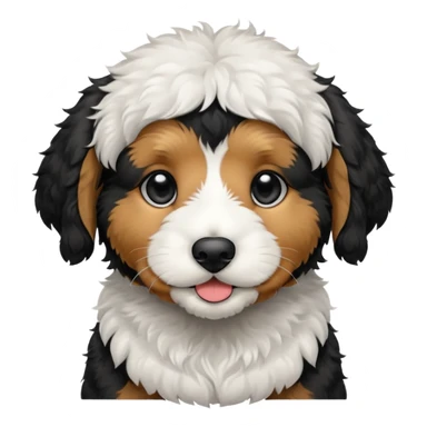 Bernedoodle Puppy with black and white fur and a black spot around the nose sticker