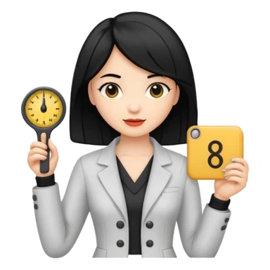 tailor woman holding measure black hair sticker