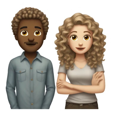 A white dirty dark blonde girlfriend straight hair and a slightly darker boyfriend with curly brown hair  sticker