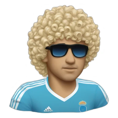 Curly hair Maradona 86 argentina tshirt sticker