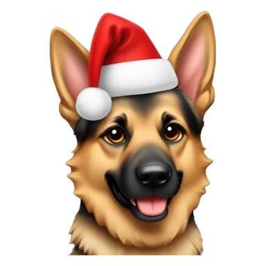 German Shepard with Christmas hat on sticker