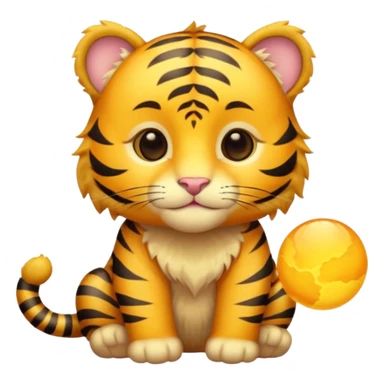Baby Gold tiger holding a sun ☀️🐯 sticker