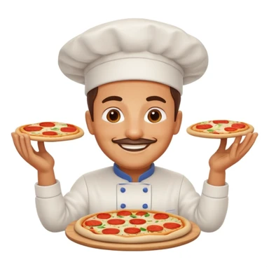 smiling Italian chef spinning pizza dough sticker
