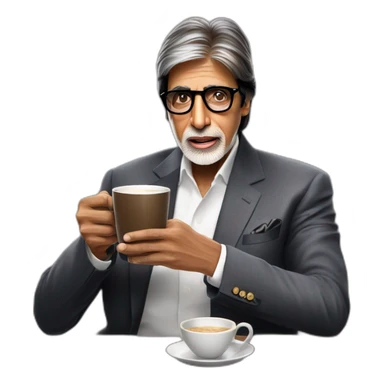 Amitabh Bachchan drinking coffee like a boss sticker