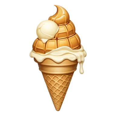 classic waffle cone with a scoop of vanilla ice cream, smooth texture, bright lighting sticker