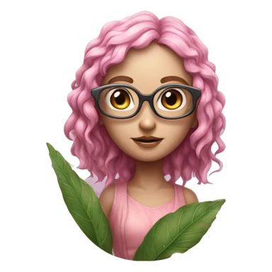 ,masterpiece, best quality, ultra-detailed, illustration, beautiful detailed, depth of field, woman,four eyed, pink, humanoid, faerie, nymph, planty sticker