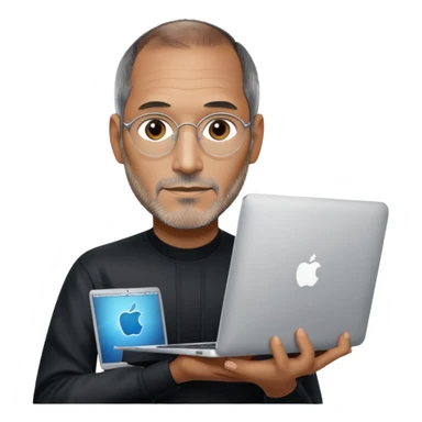 macbook with Steve Jobs sticker