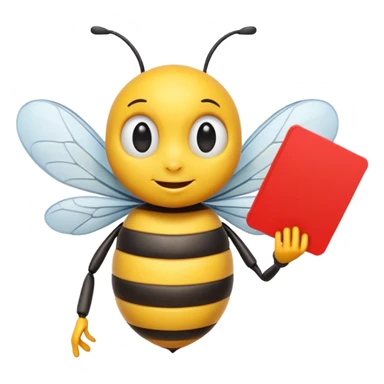 using this image, make the bee hold a red card like a referree sticker