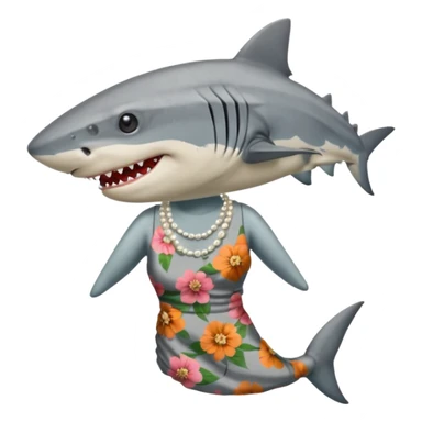 create me a slack emoji of a very old tiger shark dressed like a grandma sticker