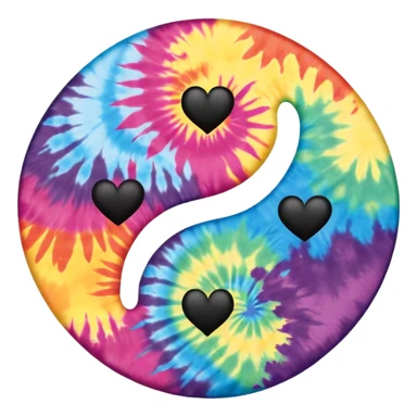 Tie dye ying yang with hearts as the opposite  sticker