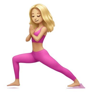 long hair blonde girl doing yoga wearing pink sticker