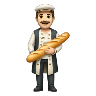 A French man with a baguette sticker