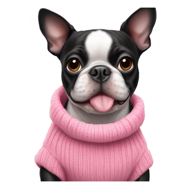 boston terrier wearing pink sweater sticker