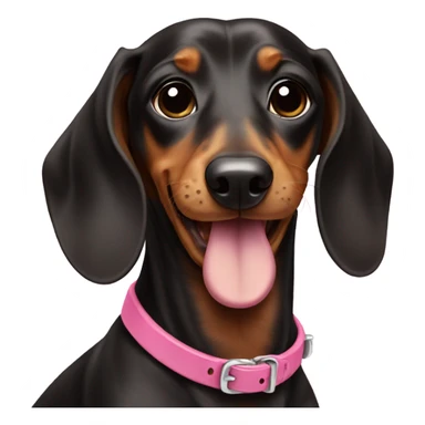 Dachshund wearing pink collar holding a bone in her mouth  sticker
