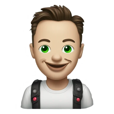 elon musk with a clown face and green nose with a dollar sign on it and puppy dog tongue and ears like an egirl sticker
