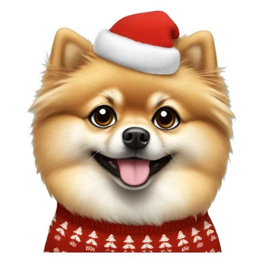 Pomeranian dog wearing christmas Sweater  sticker