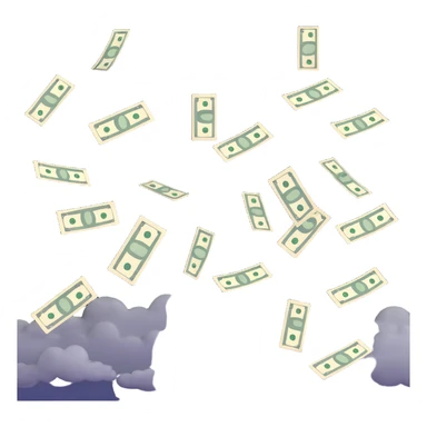 dollar bills raining from cloudy sky sticker