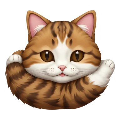 dark brown tabby and white cat upside down with eyes closed sticker