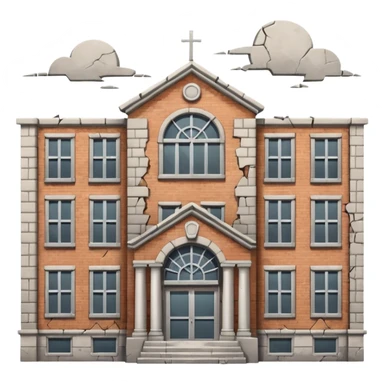 A broken/abandoned school with cracks and dust  with no back ground sticker