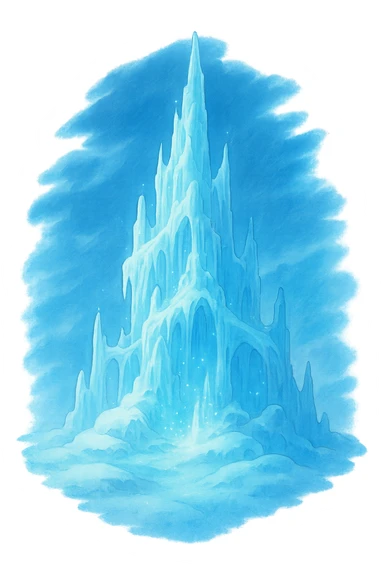 ghibli style ice, magical, soft lighting, blue hues sticker