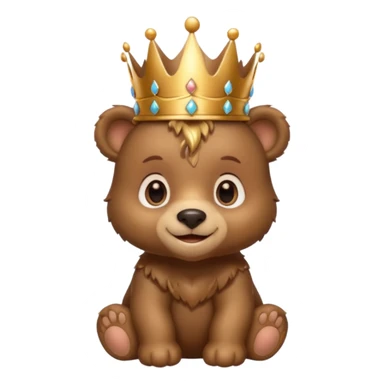 Bear Prince – brown bear cub with a shiny bronze crown, gentle smile. sticker