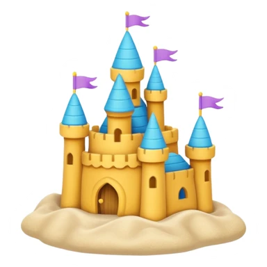 Make the plush jellycat sand castle toy more colorful with vibrant and pastel details, keep the soft plush look, no background, soft plush toy style sticker