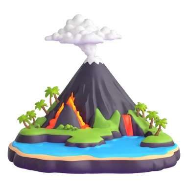 small island with volcano sticker